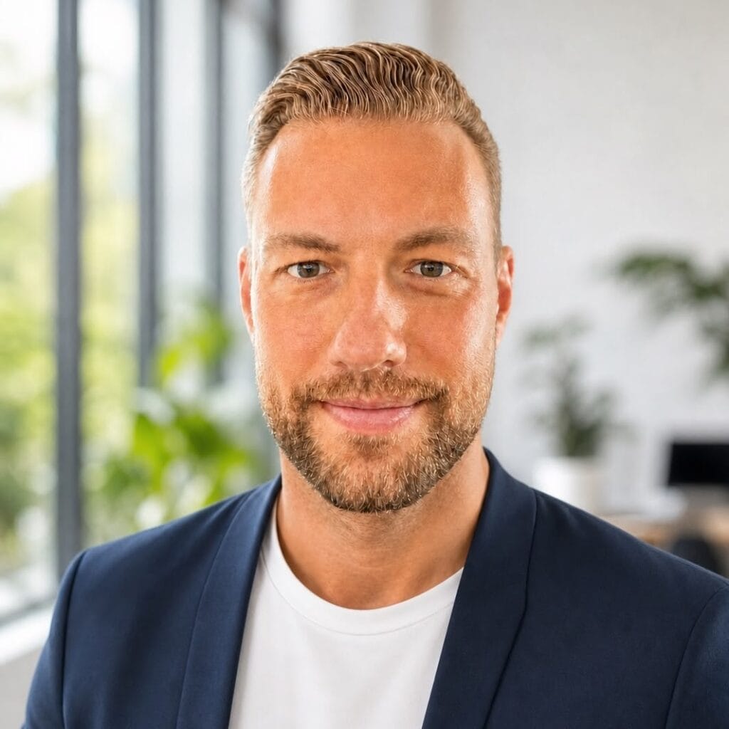 Porträt eines lächelnden Mannes im Büro