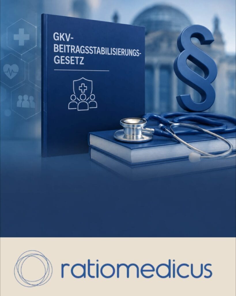 GKV-Beitragsstabilisierungsgesetz mit Stethoskop und Paragraphenzeichen